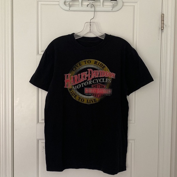 HARLEY-DAVIDSON NEES GALESBURG IL Black Graphic T Shirt in Medium - Picture 5 of 6